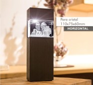 Regalo personalizado con foto grabado en cristal con columna de luz